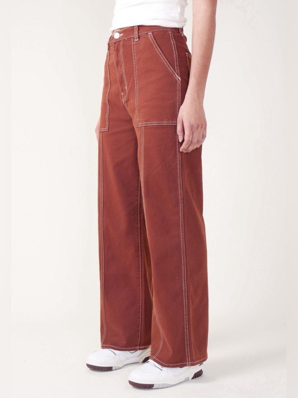 ROLLA'S Heidi Trade Jeans High-Rise Loose Straight Cargo Pants Chesnut Brown 24 - Picture 3 of 10